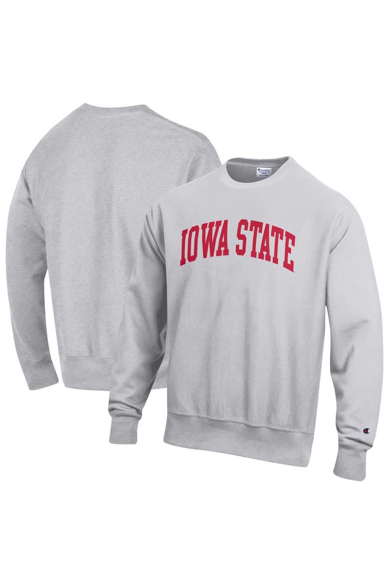 Men's Champion Gray Iowa State Cyclones Reverse Weave Fleece Sweatshirt, Alternate, color, Gray