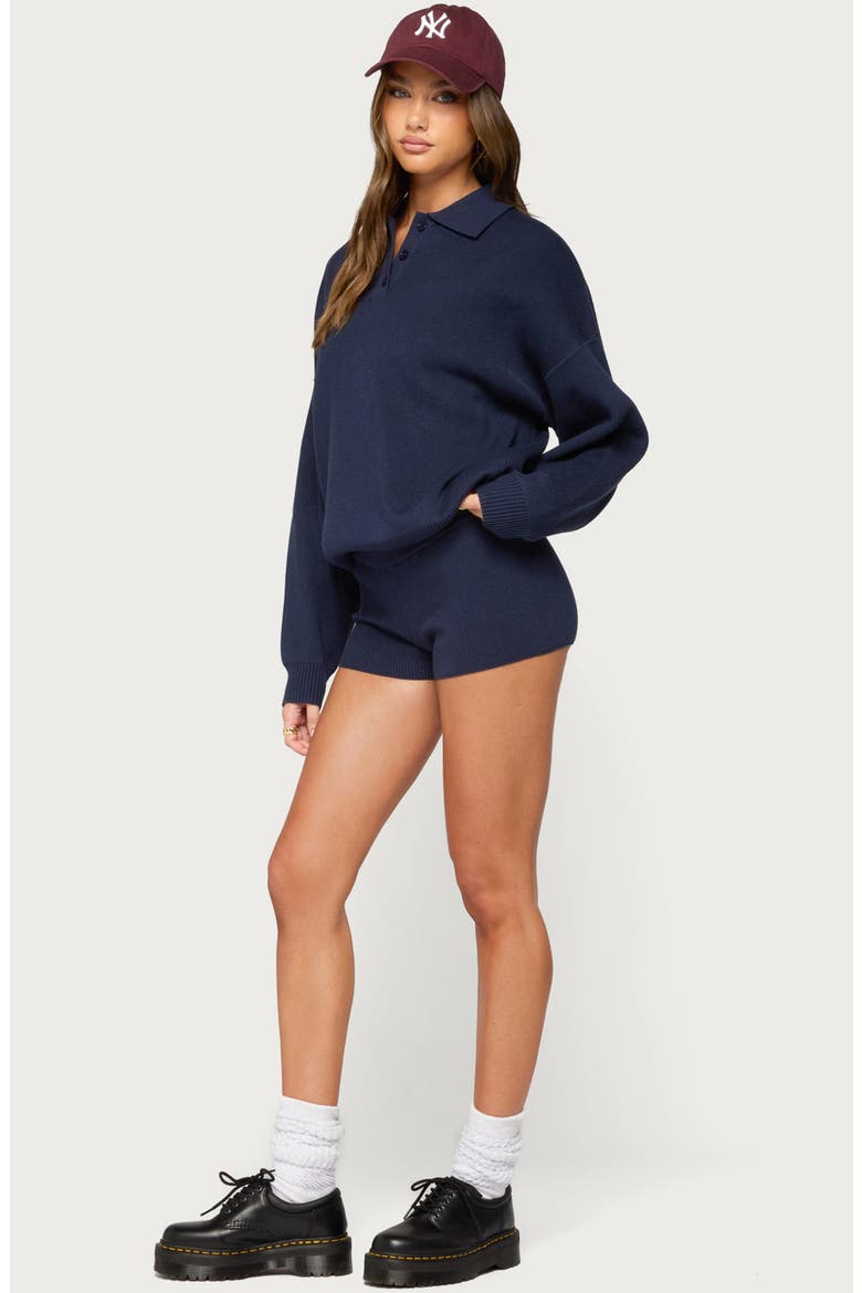 Lorie Ribbed Knit Shorts, Alternate, color, NAVY