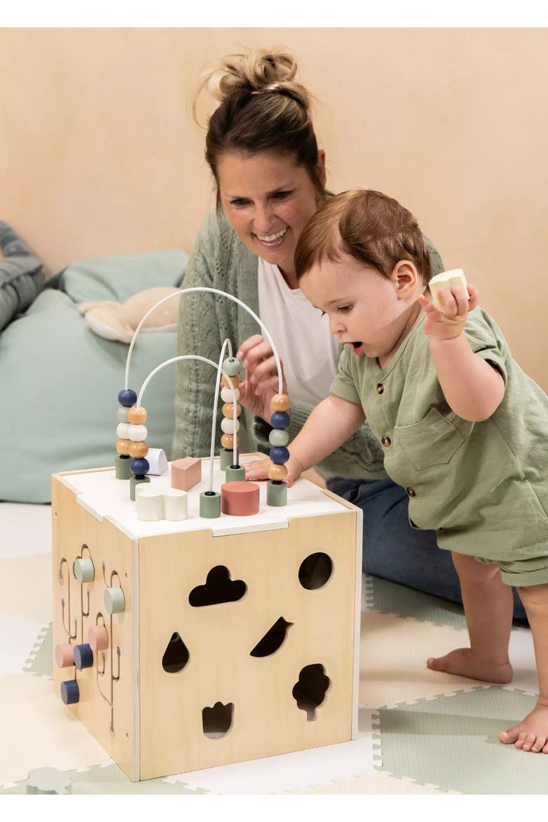 Wooden Activity Cube, Alternate, color, Multicolor