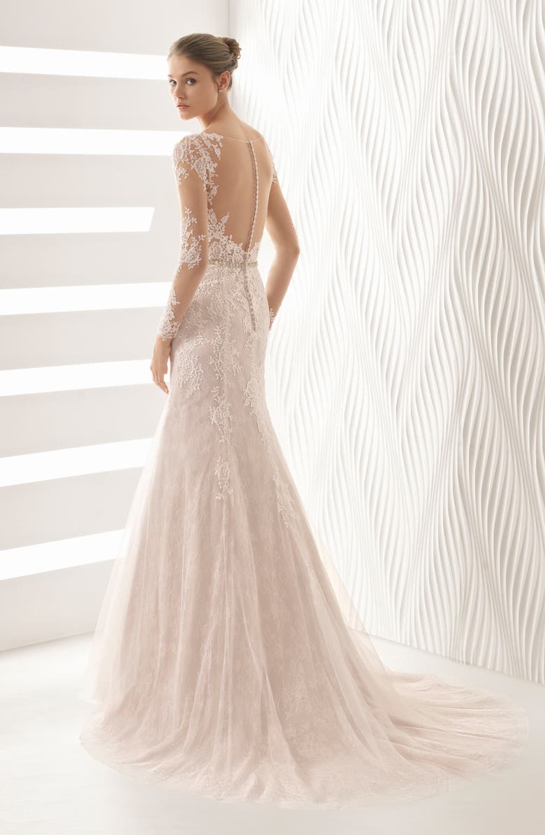 Rosa Clará Amor Embroidered Illusion Lace Trumpet Gown, Alternate, color,