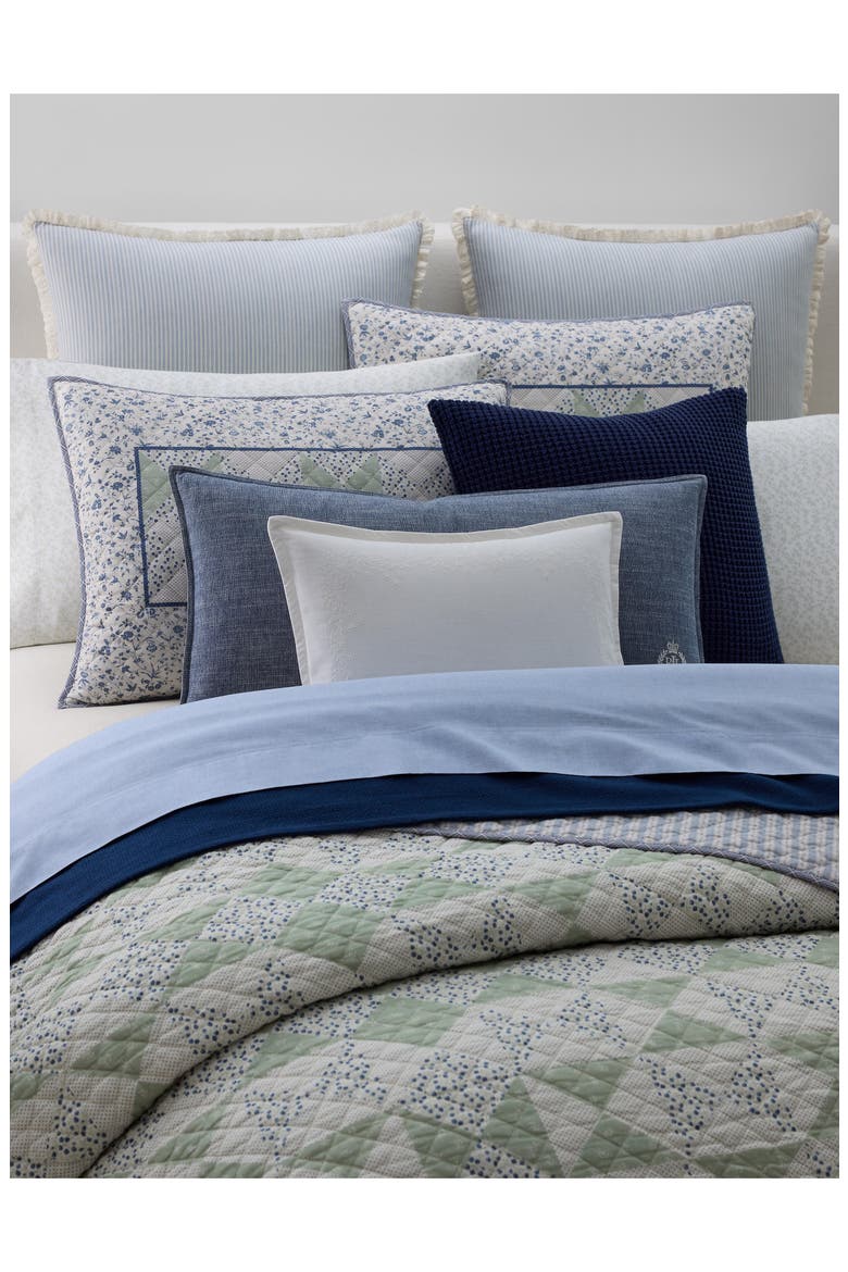 Lidia Geometric & Floral Reversible Cotton Quilt, Alternate, color, SAGE MULTI