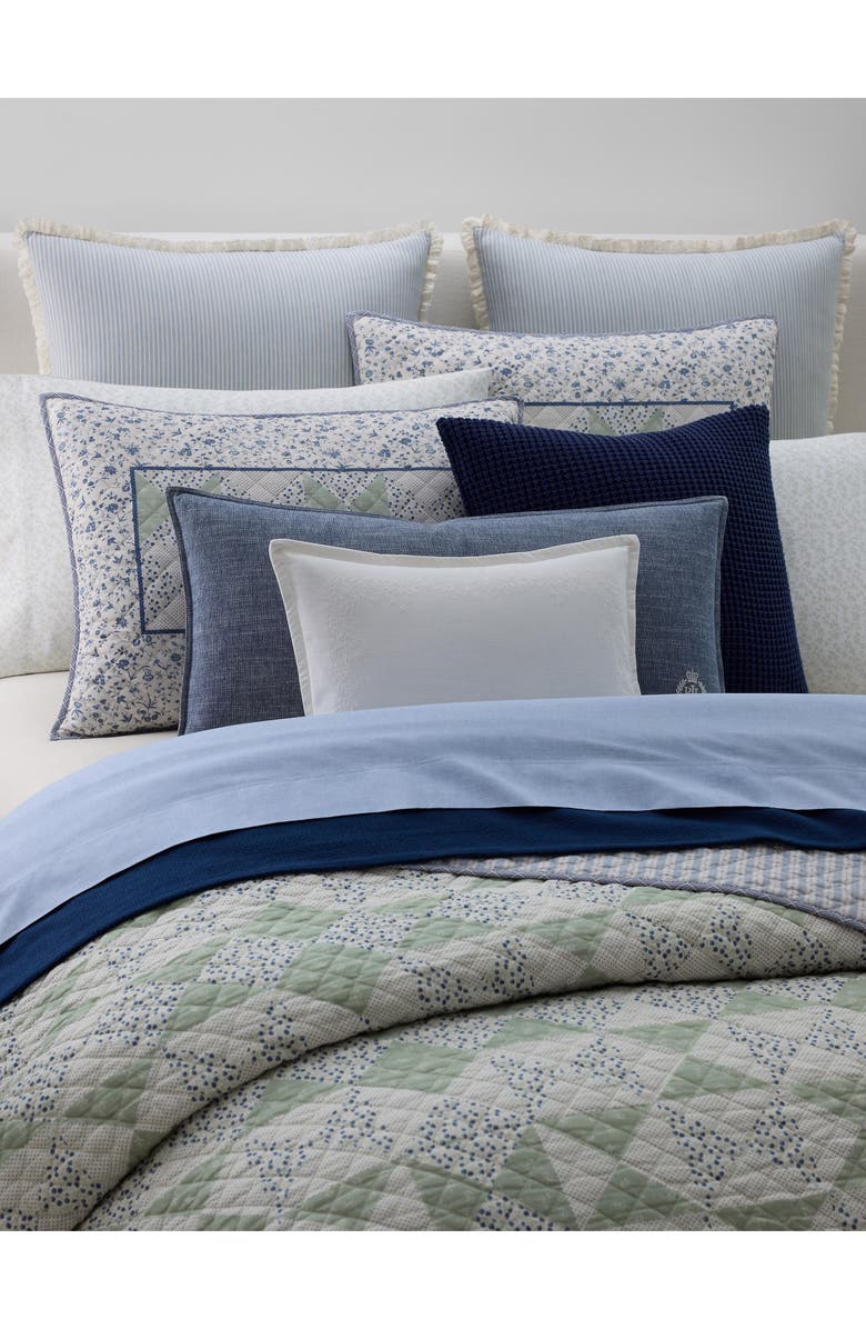 Lauren Ralph Lauren Lidia Geometric & Floral Reversible Cotton Quilt, Alternate, color, Sage Multi