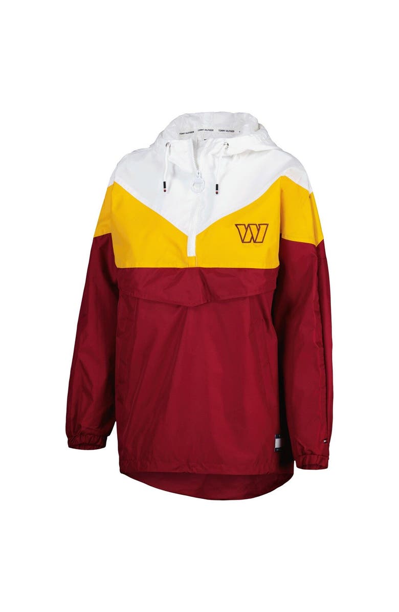 Tommy Hilfiger Women's Tommy Hilfiger White/Gold Washington Commanders Staci Half-Zip Hoodie Windbreaker Jacket, Alternate, color, White