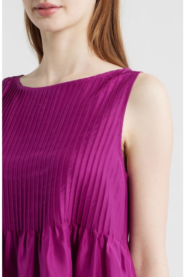 Pleated Silk Sleeveless Top, Alternate, color, BERRY BLOOM