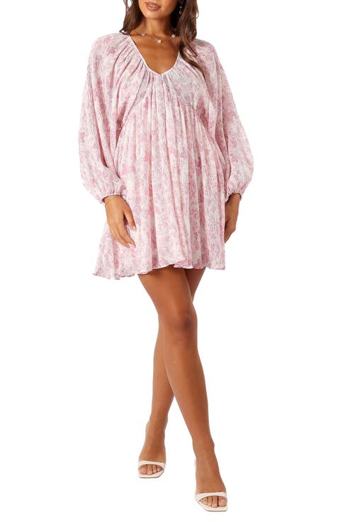 Paris Floral Textured Long Sleeve Minidress