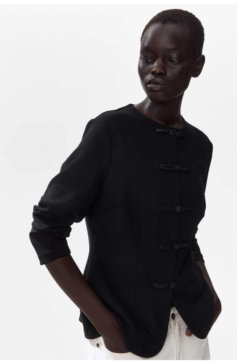 H&M Knot-button Jacket, Alternate, color, Black