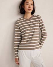 Haven Well Within Organic Cotton Interlock Striped Henley Tee