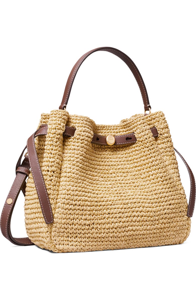 Tory Burch Romy Straw Bucket Bag, Alternate, color, Natural