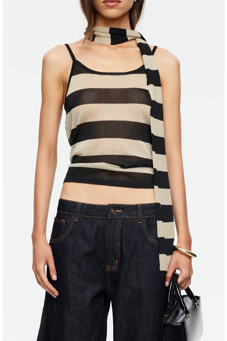Dolce Stripe Camisole & Scarf, Main, color, SAND STRIPE