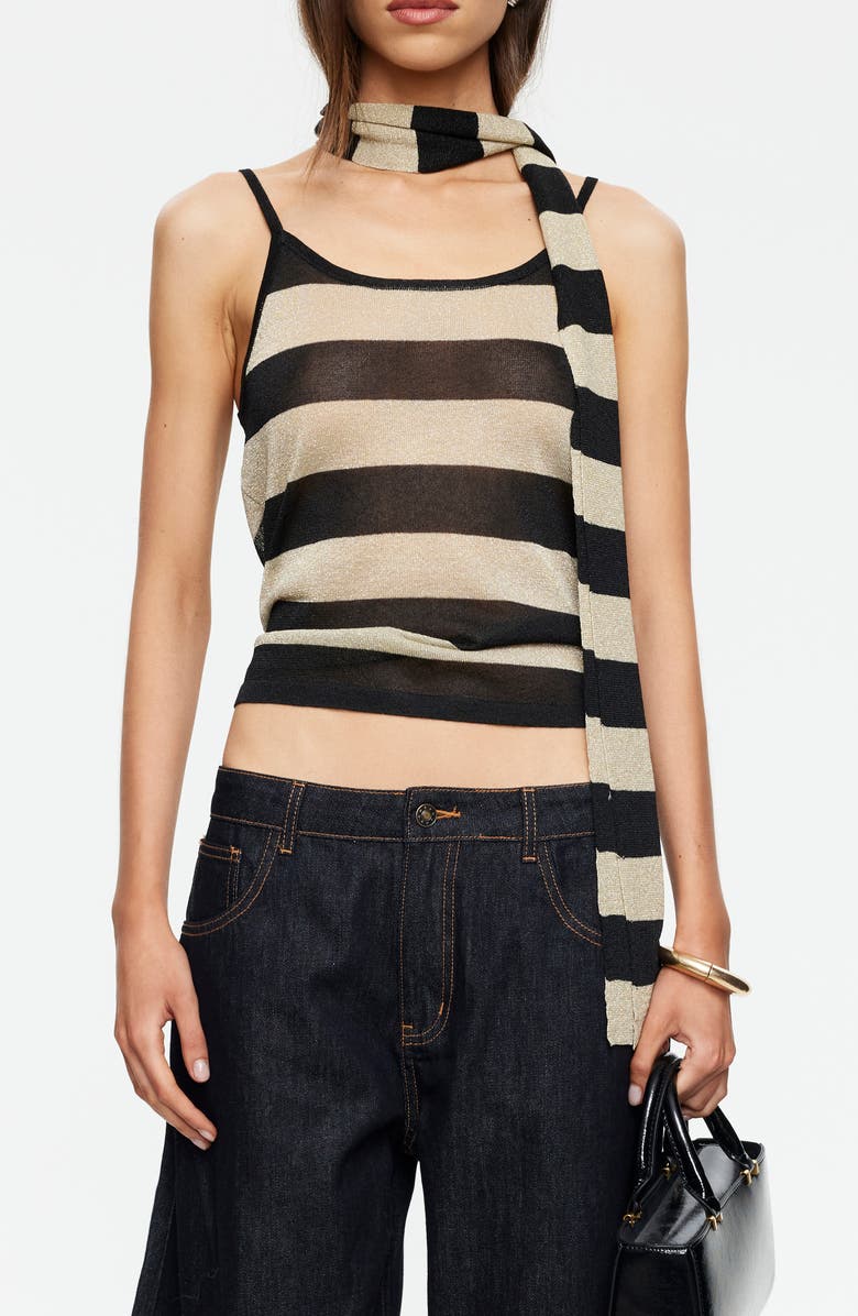 LIONESS Dolce Stripe Camisole & Scarf, Main, color, Sand Stripe