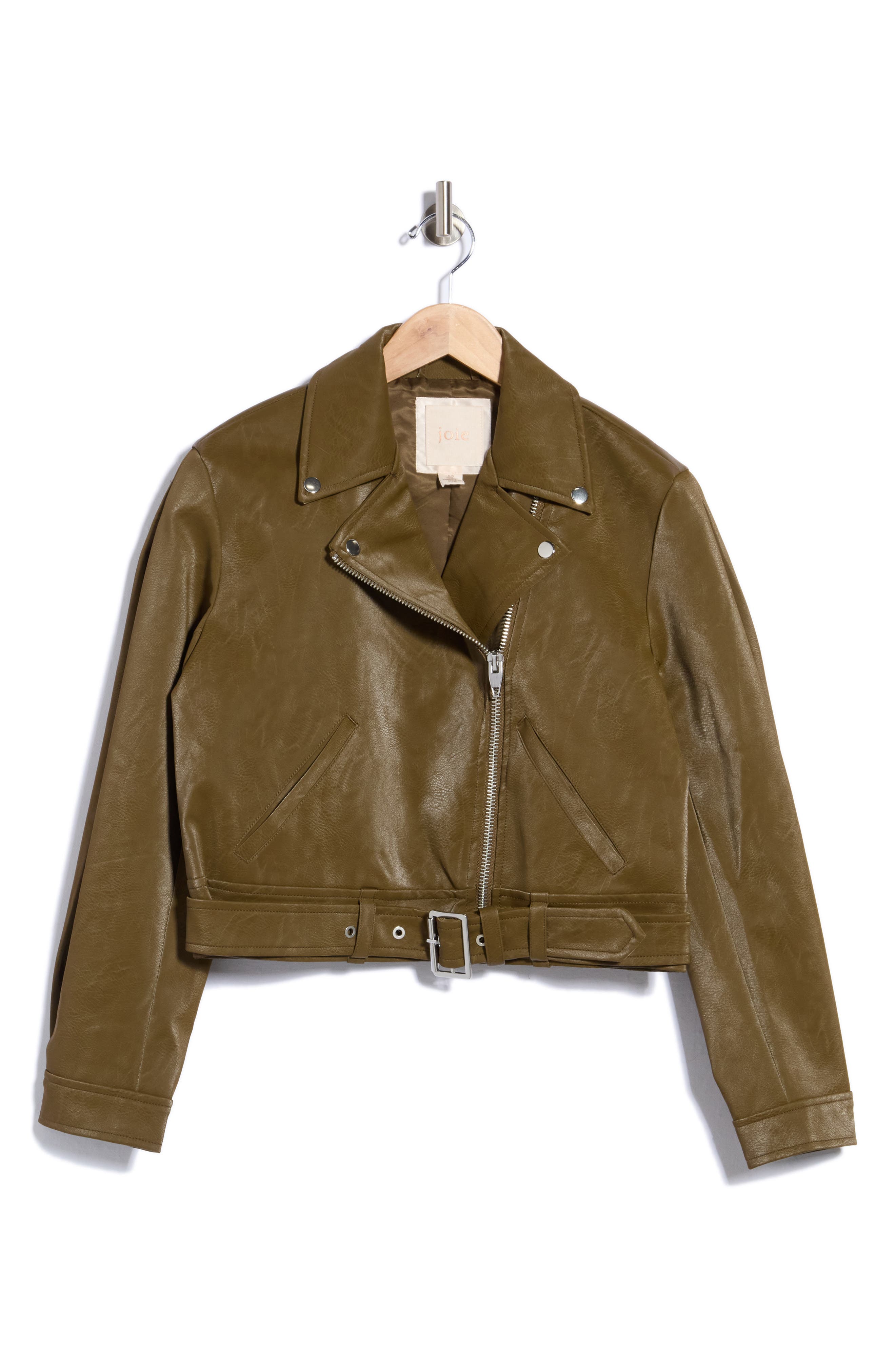 Cropped Faux Leather Moto Jacket
