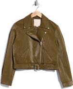 Joie Cropped Faux Leather Moto Jacket
