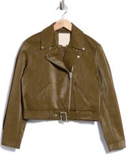 Joie Cropped Faux Leather Moto Jacket