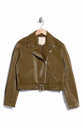Cropped Faux Leather Moto Jacket