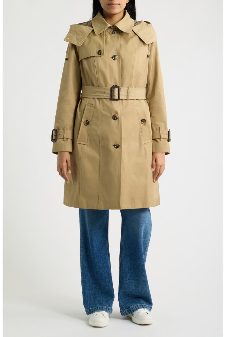 Single Breasted Trench Coat with Removable Hood, Main, color, BRITISH KHAKI