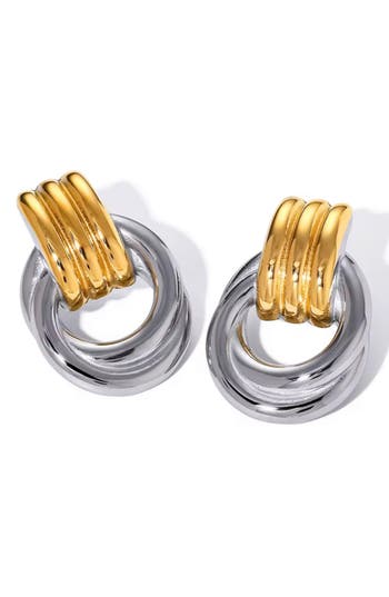 Macrae & Co . Doorknocker Stud Earrings In Multi