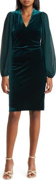Vince Camuto Balloon Sleeve Velvet Dress