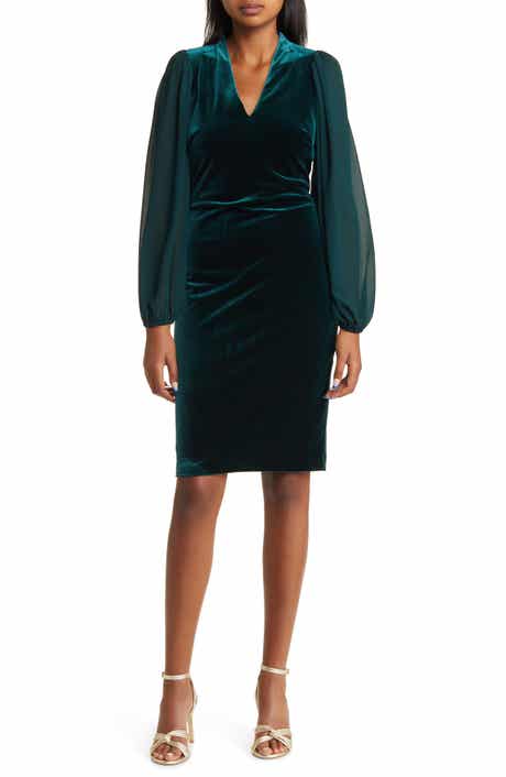 Vince Camuto Balloon Sleeve Velvet Dress
