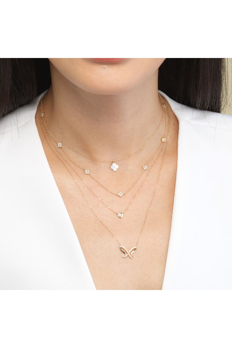 Large Diamond Butterfly Cutout Necklace, Alternate, color, Yellow Gold