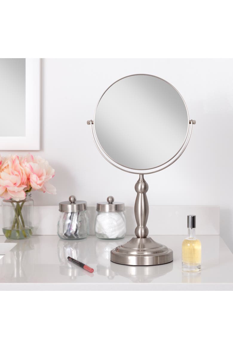 Makeup Mirror with 10X/1X Magnifications, Alternate, color, Satin Nickel
