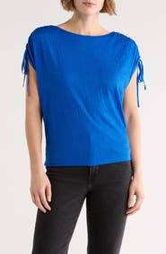 MAX STUDIO Ruched Shoulder Top