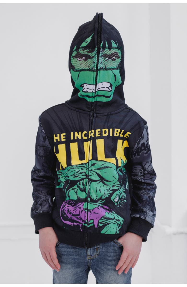 Marvel Cosplay Zip-Up Hoodie, Main, color, The Hulk Black Black