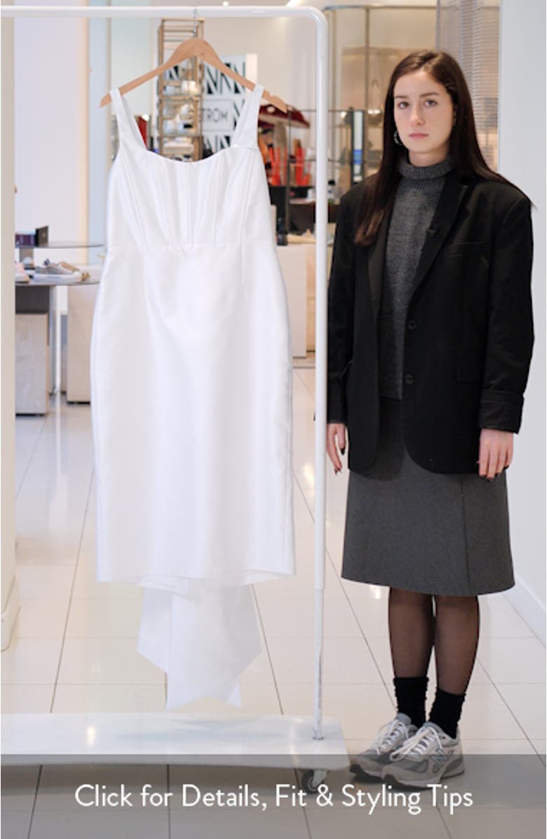 Bow Back Satin Twill Midi Cocktail Dress, sales video thumbnail