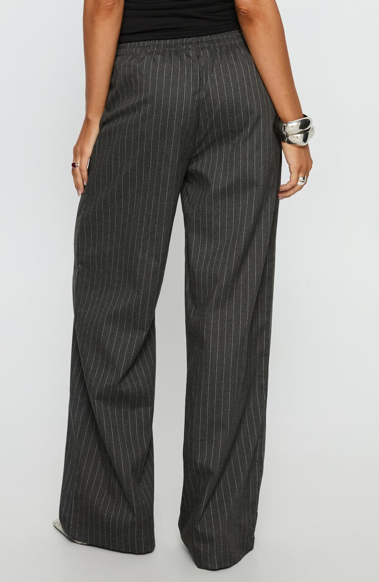 Princess Polly Jaysa Pinstripe Baggy Wide Leg Pants, Alternate, color, Grey Pinstripe