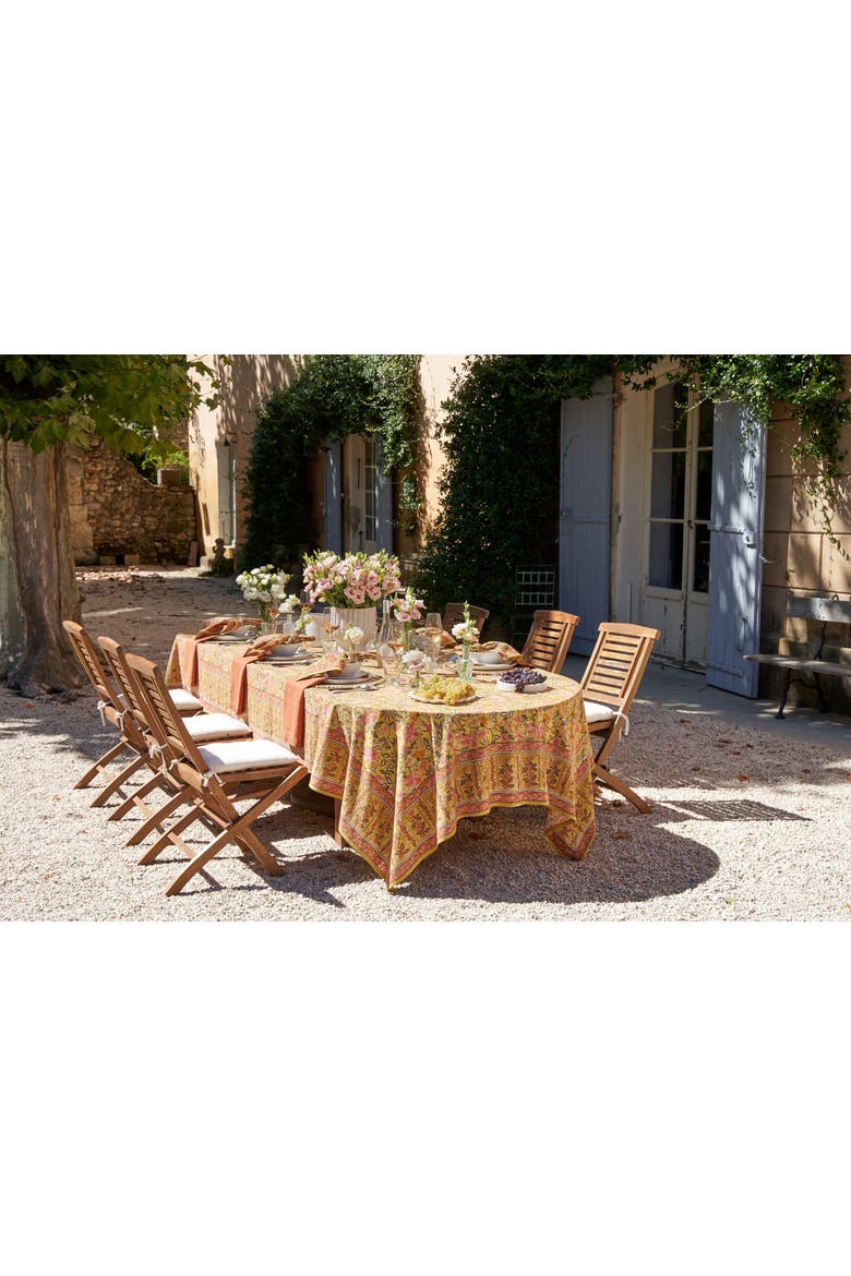 Damaris Tablecloth, Alternate, color, Pink, Mustard 59" x 86"