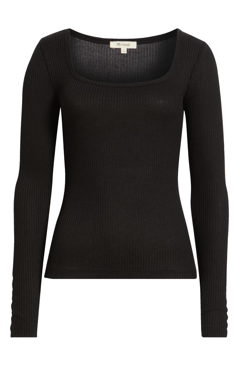 Madewell Square Neck Long Sleeve Top, Alternate, color, Jet Black