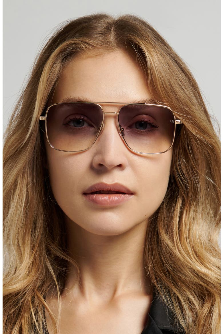 Navigator 57mm Aviator Sunglasses, Alternate, color, GOLD/ BLUE SF AR