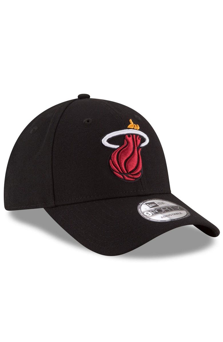 New Era Men's New Era Black Miami Heat Official Team Color 9FORTY Adjustable Hat, Alternate, color, 