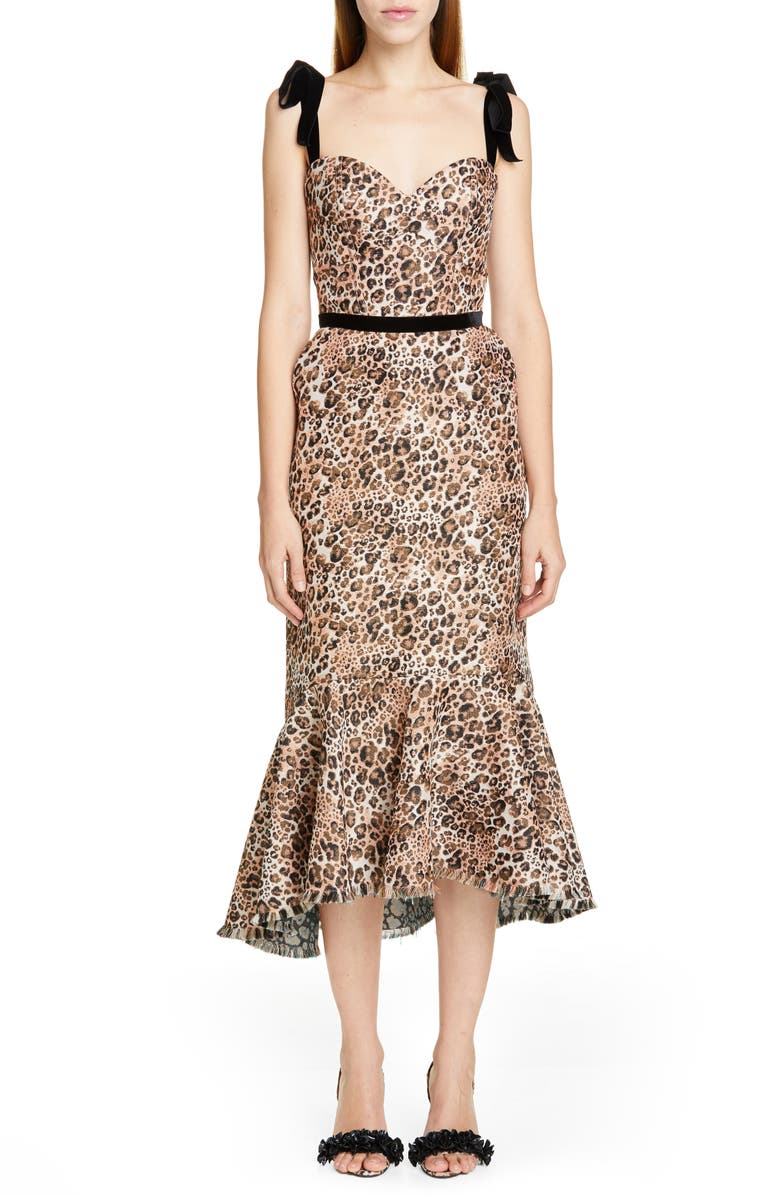 Johanna Ortiz Jaguar Print Tie Strap Midi Dress, Main, color,