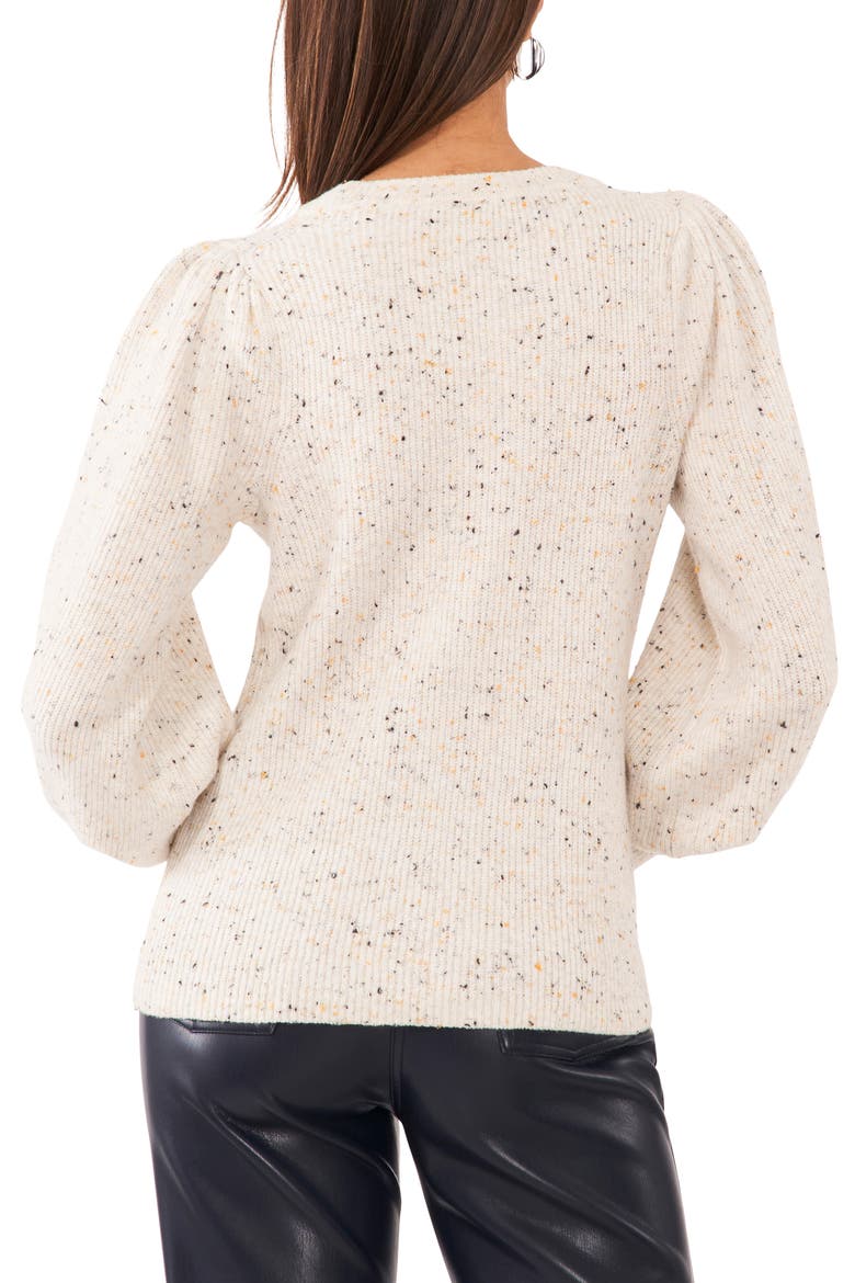 Balloon Sleeve Rib Sweater, Alternate, color, ANTIQUE WHITE