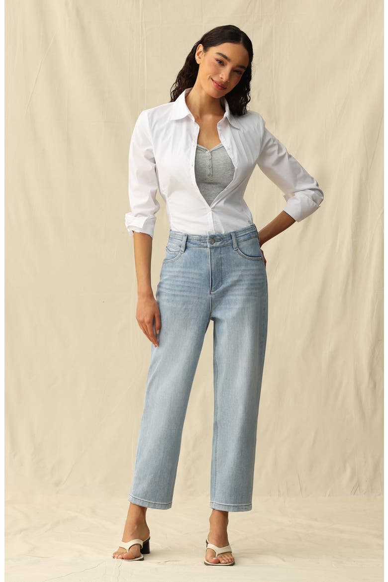 Ultra High Waist Crop Slim Straight Leg Jeans, Alternate, color, LIGHT BLUE