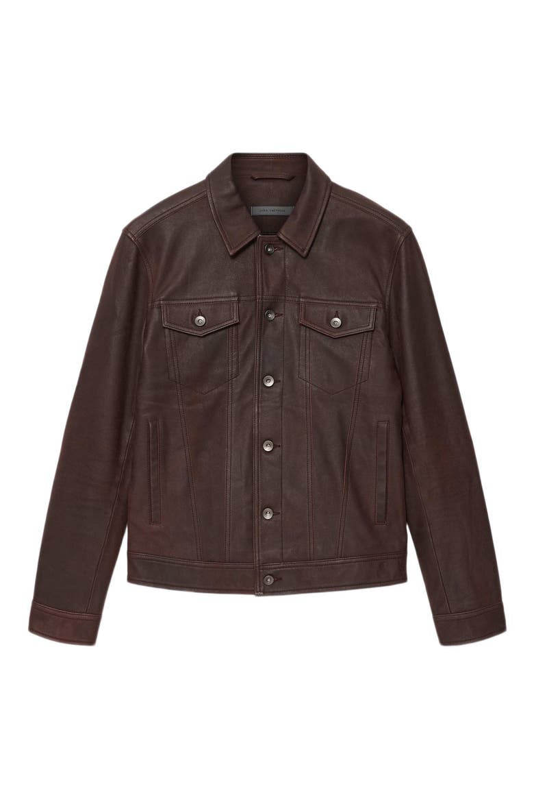 Andrew Leather Trucker Jacket, Alternate, color, OXBLOOD