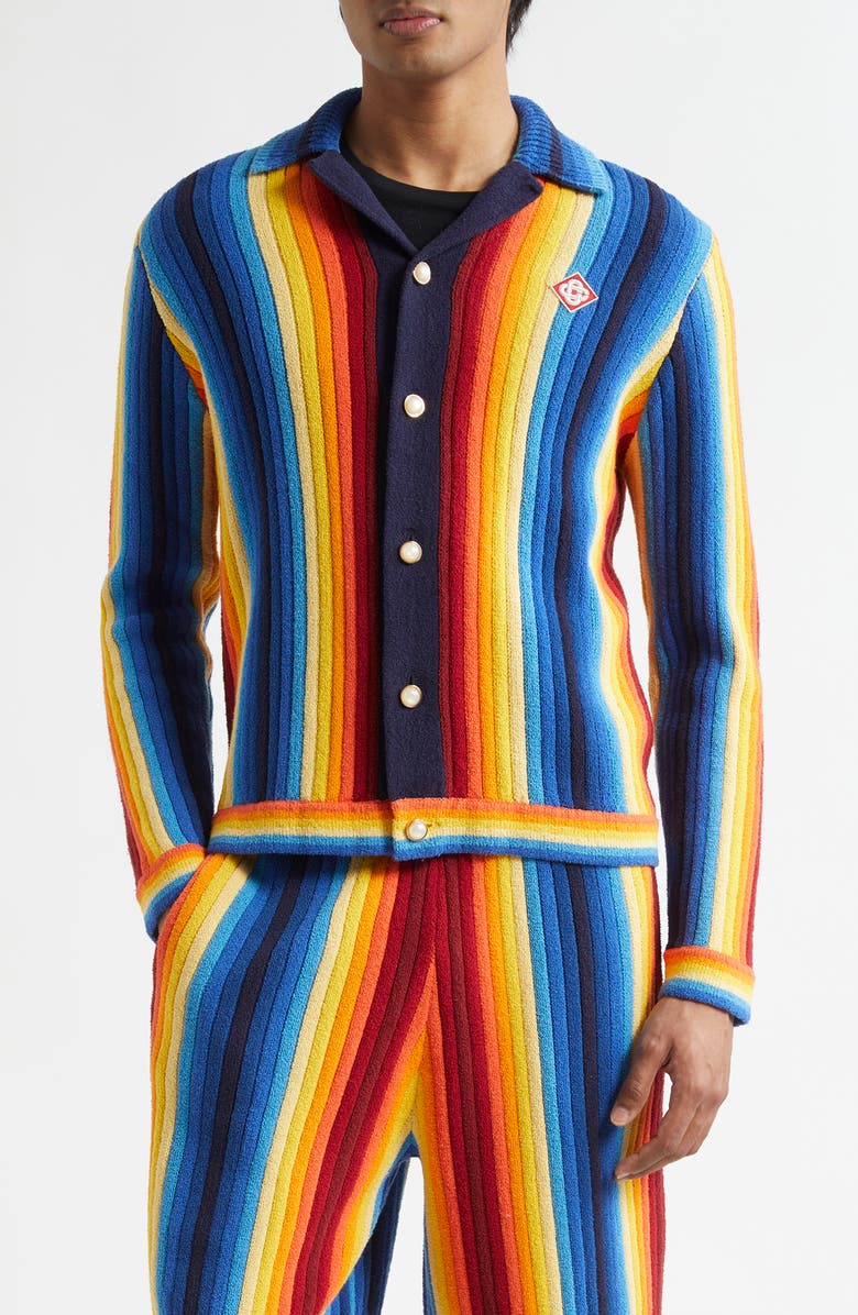 Casablanca Gradient Stripe Terry Cloth Jacket, Main, color, Blue Multi