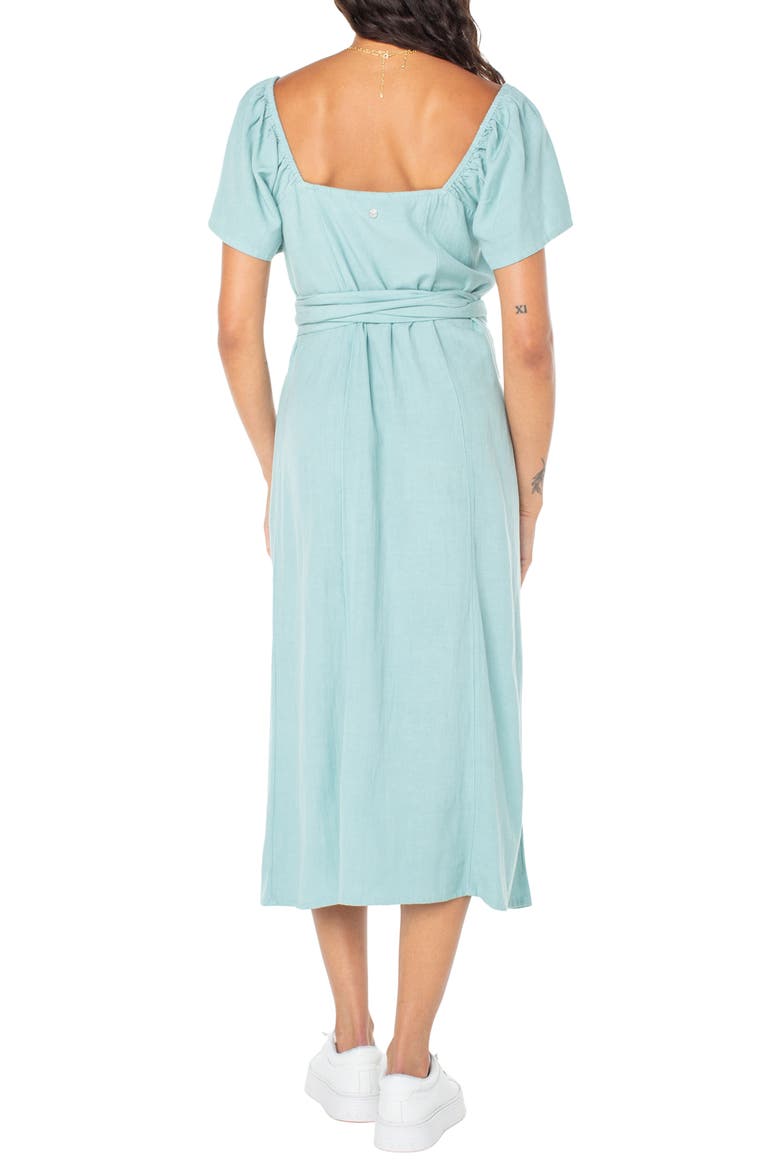Bungalow Bliss Tie Back Midi Dress, Alternate, color, AQUIFER SOLID