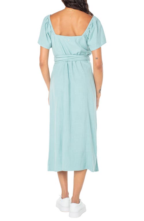 Roxy Bungalow Bliss Tie Back Midi Dress In Aquifer Solid