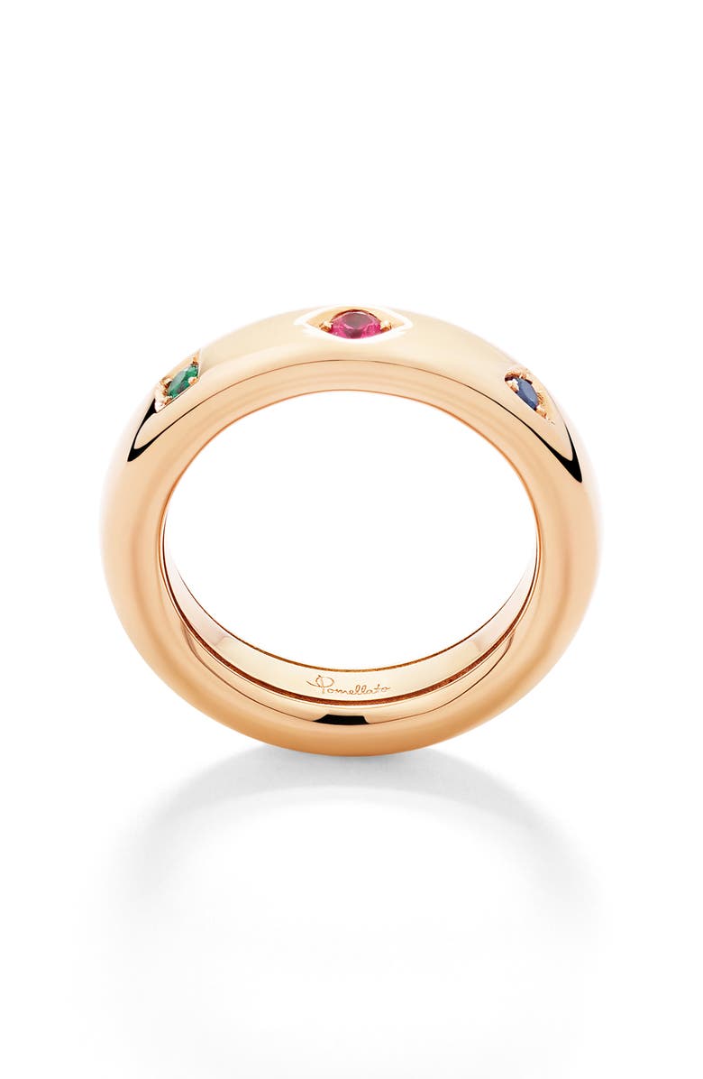 Pomellato Iconica Extra Slim Ring, Alternate, color, Rose Gold/ Multi