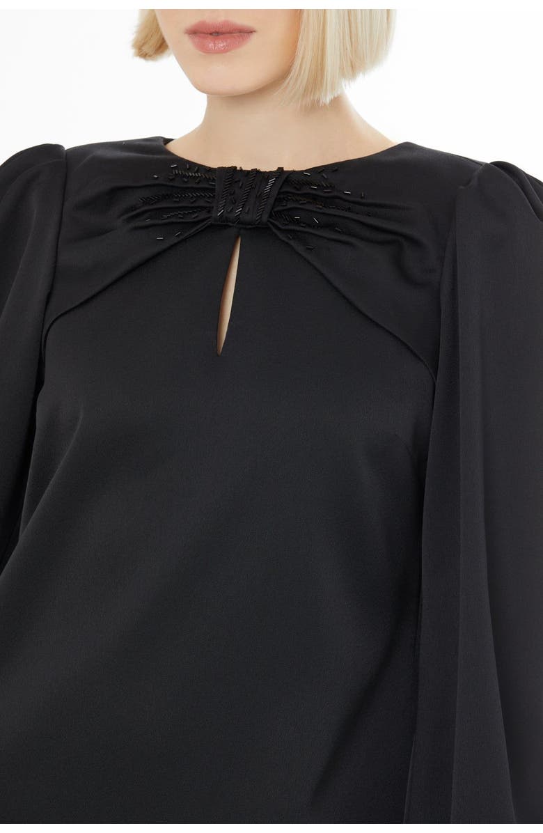 Gizia Shoulder-Pad Long-Sleeve Buttoned Maxi Dress, Alternate, color, Black