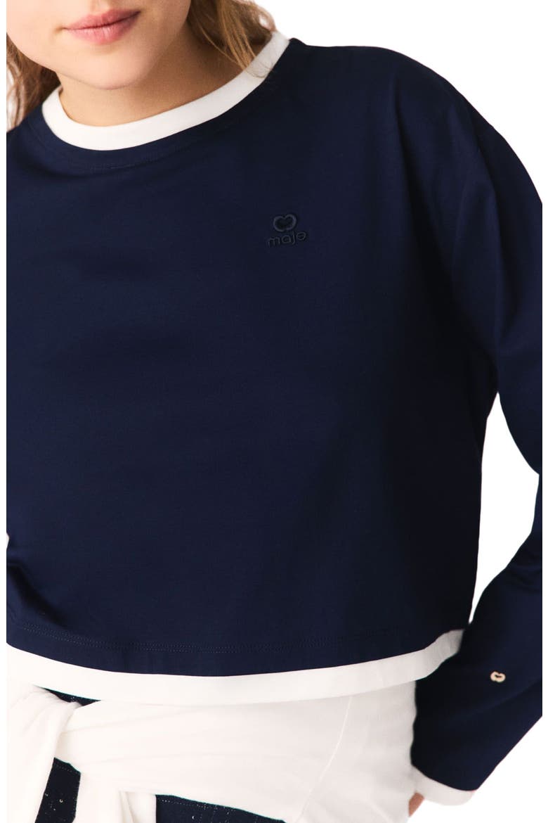 Layered-effect T-shirt, Alternate, color, Navy