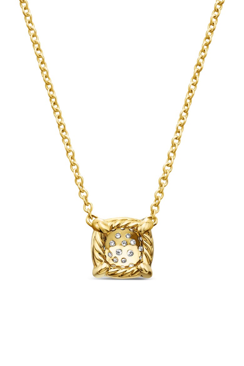 Petite Chatelaine® 18K Yellow Gold & Diamond Pendant Necklace, 7mm, Alternate, color, DIAMOND