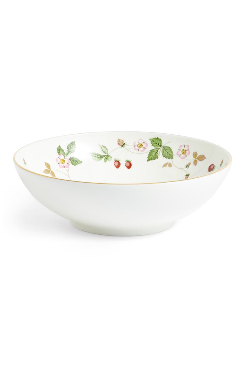 Wild Strawberry Bone China Cereal Bowl, Main, color, WHITE STRAWBERRY
