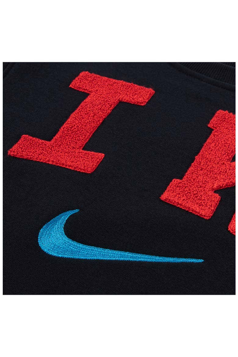 Kids' Club Chenille Fleece Crewneck Sweatshirt, Alternate, color, BLACK UNIVERSITY RED