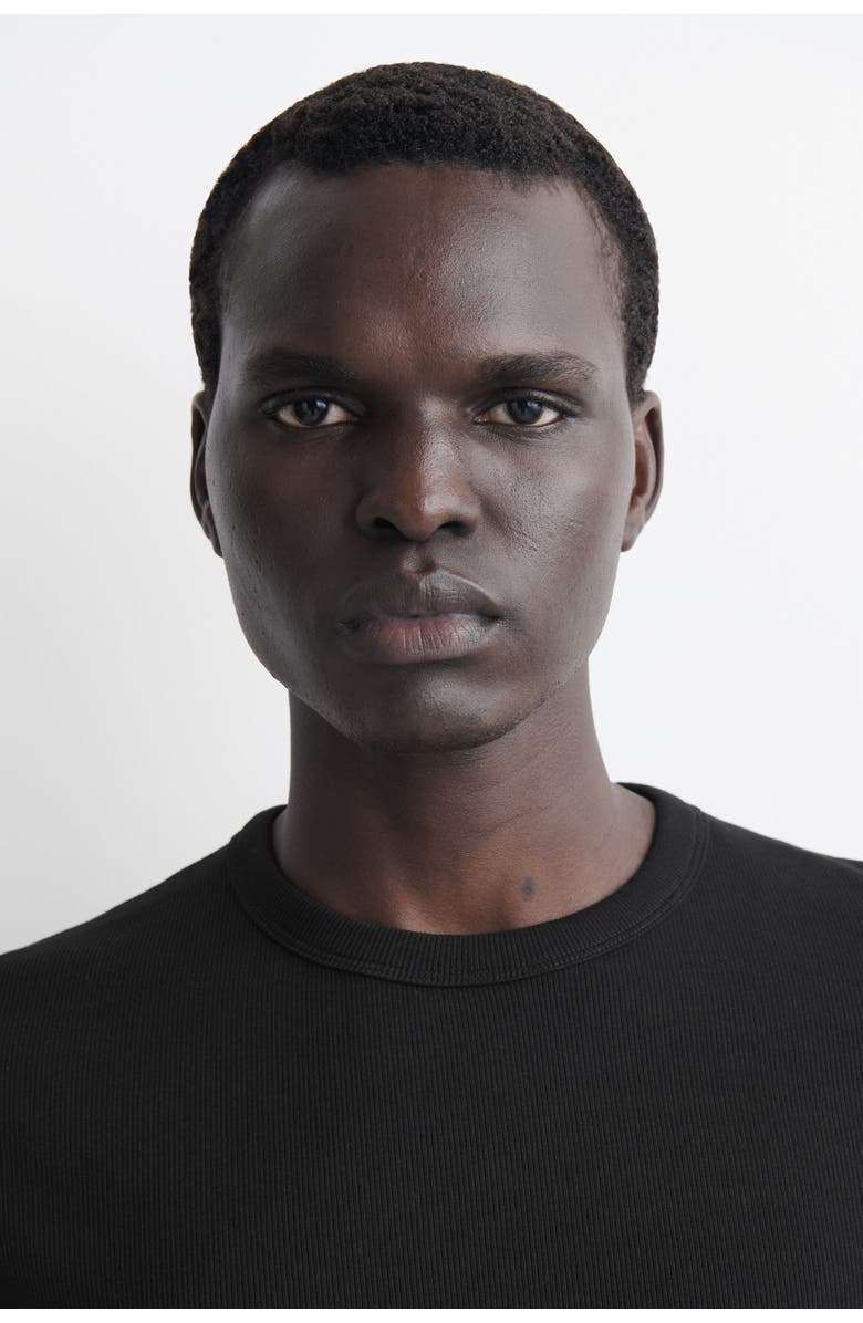 COS Slim Ribbed Cotton T-Shirt, Alternate, color, Black