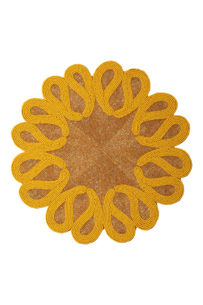 Magnolia Beaded Placemat, Main, color, YELLOW