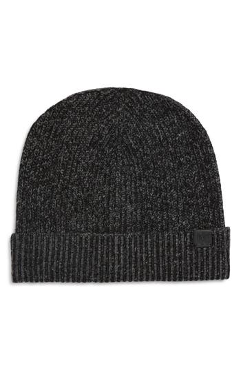 Bruno Magli Cashmere Rib Knit Cuffed Beanie In Black