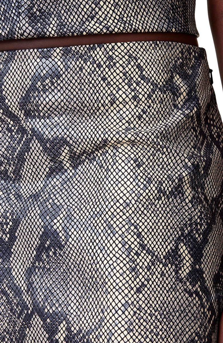 AllSaints Renai Crop Snakeskin Embossed Leather Skirt, Alternate, color, 