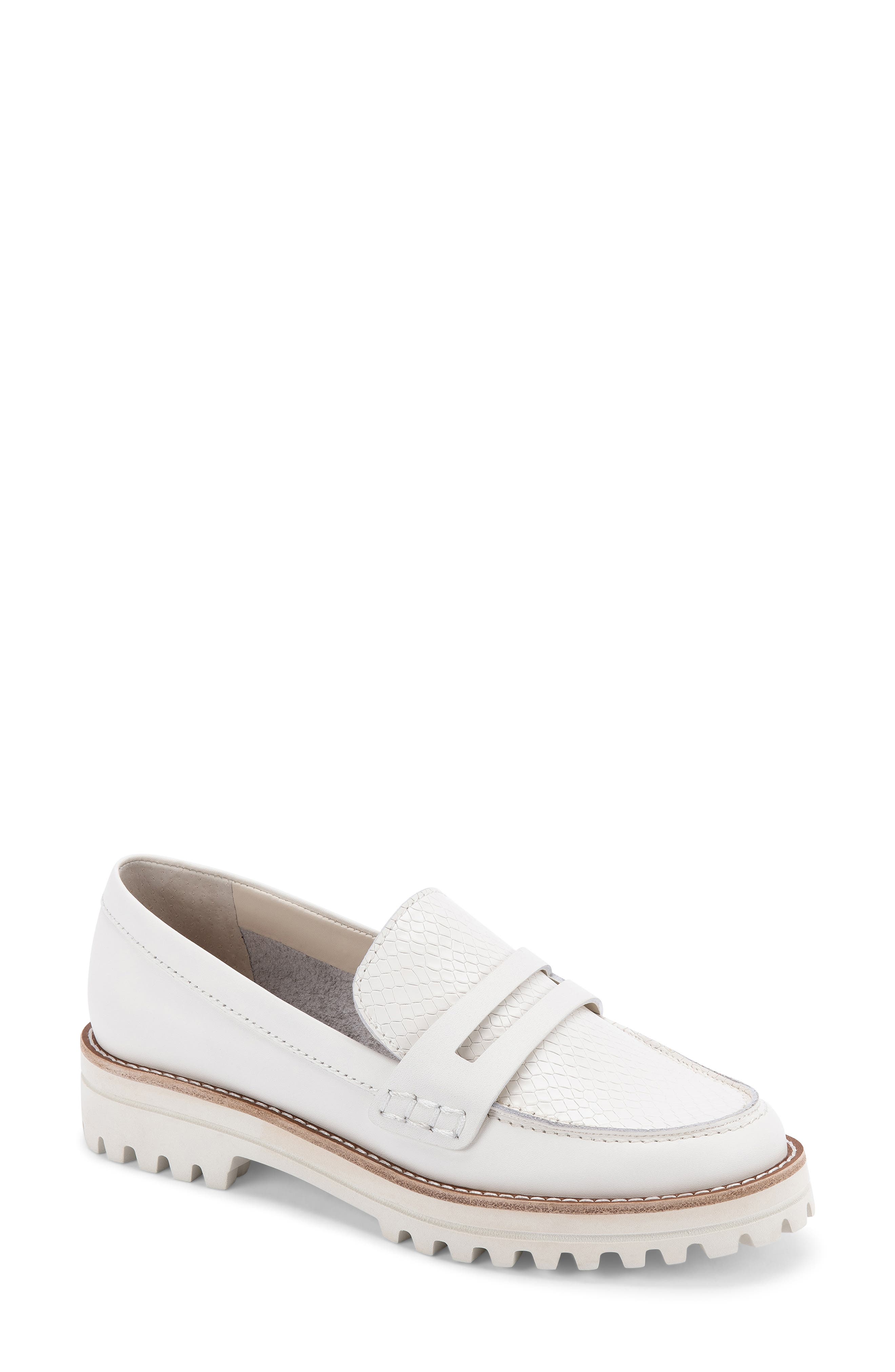 Aubree Croc Embossed Loafer, Main, color, WHITE LEATHER